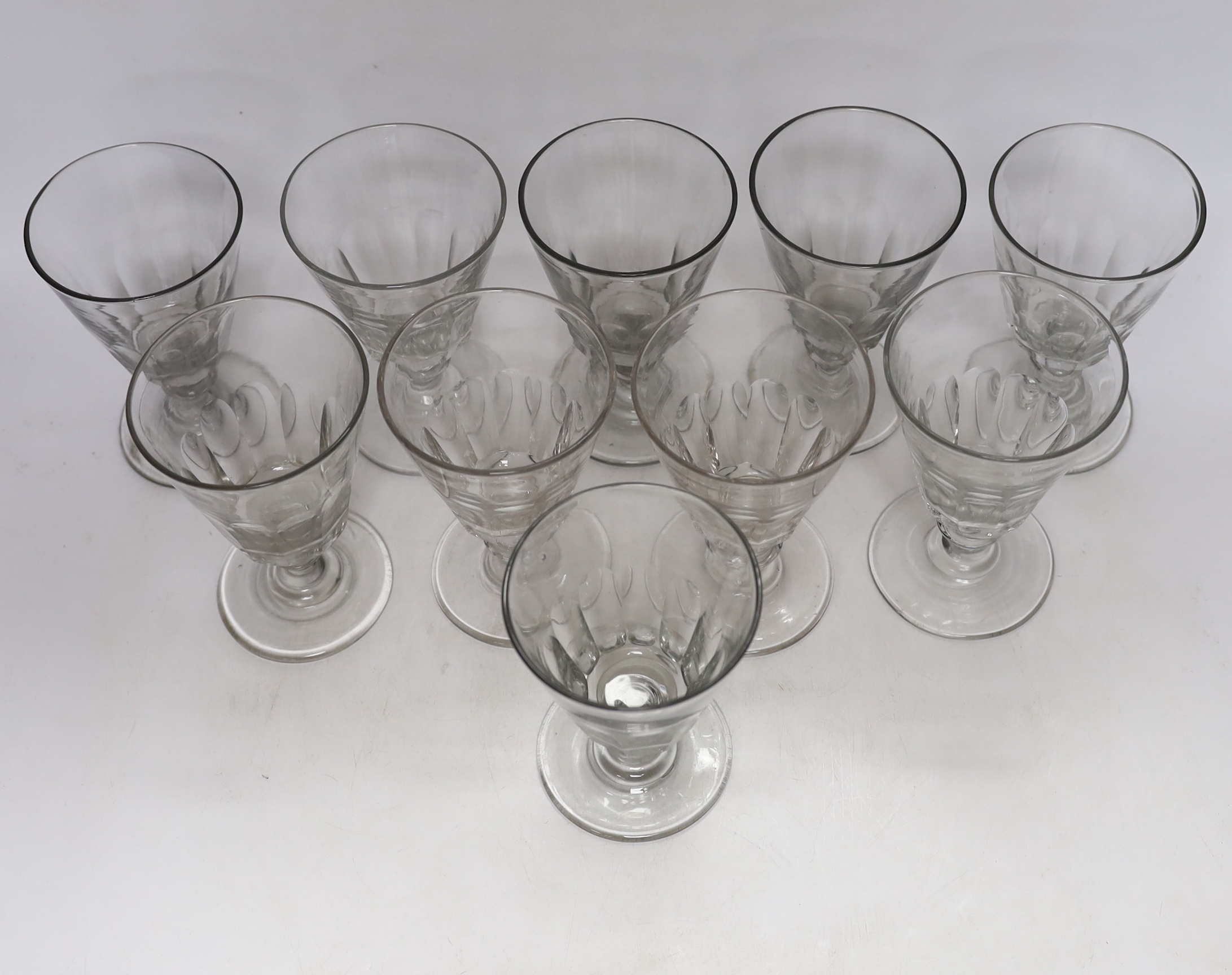 A set of ten 19th century glass rummers, 14.5cm
